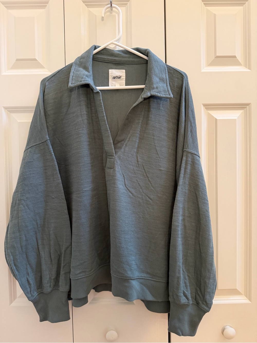 aerie Green Open-Collar Pullover - Size XL